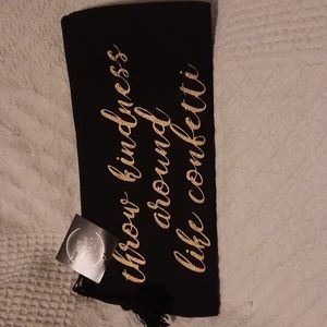 Cosmetic Carry Bag Pouch  Waterproof Lined Kindness Black Gold